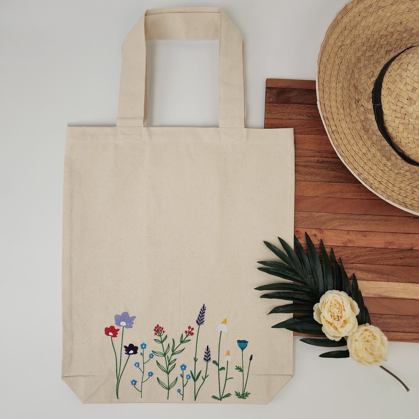 Floral Embroidered Tote Bag