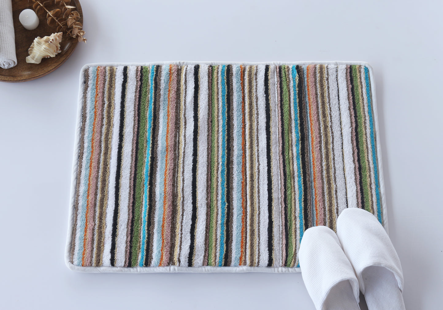 Olive Terry Stripe Bathmat
