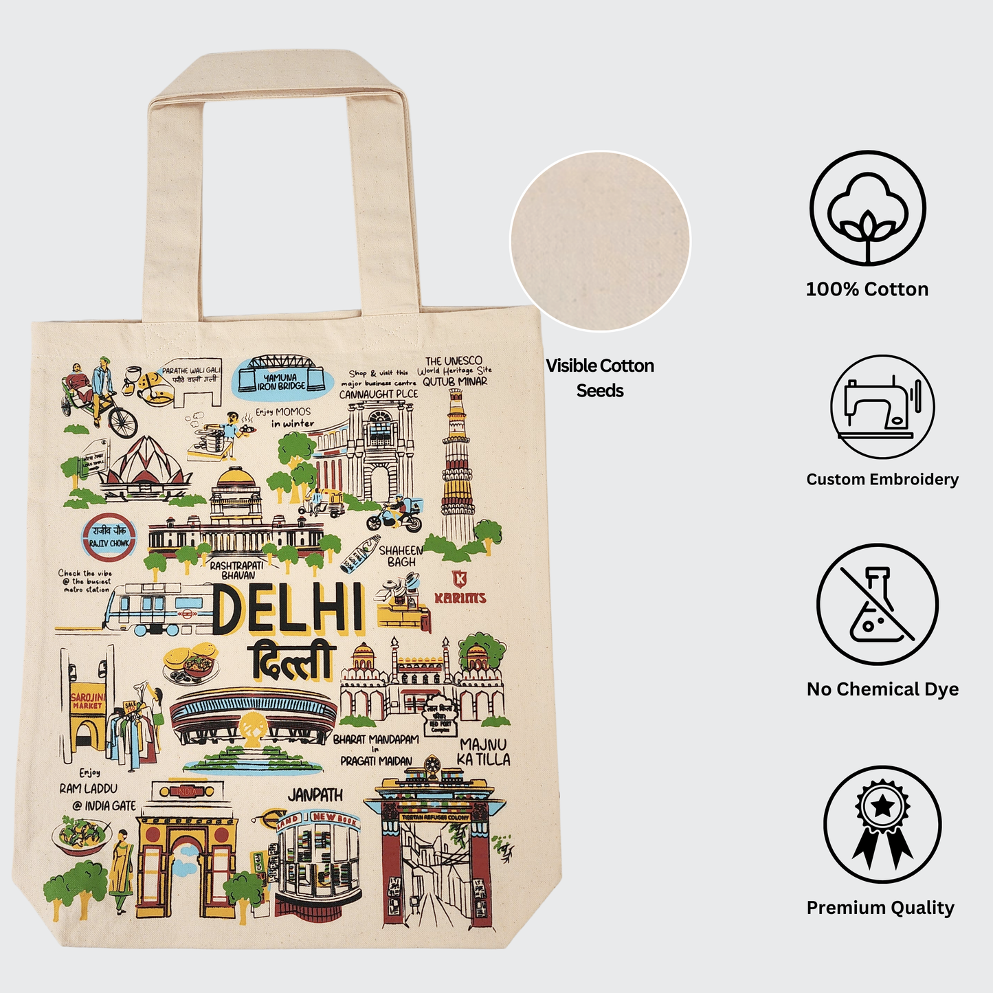 Delhi Print Tote Bag