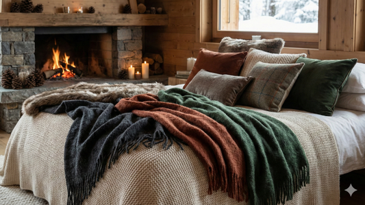 How to Style a Bedspread with Throws & Cushions for a Winter Cozy Room