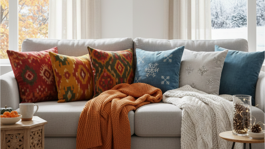 Seasonal Home Decor Ideas Using Cushion Covers & Throws