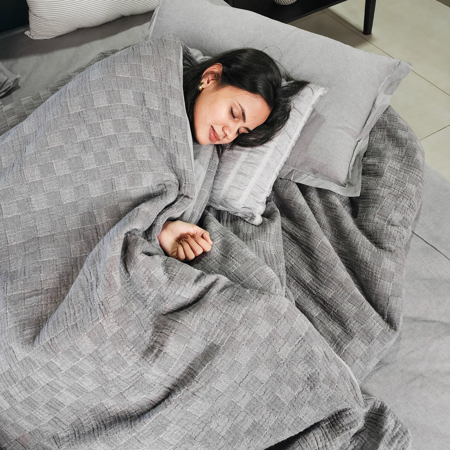 3 Layer Check Bedspread