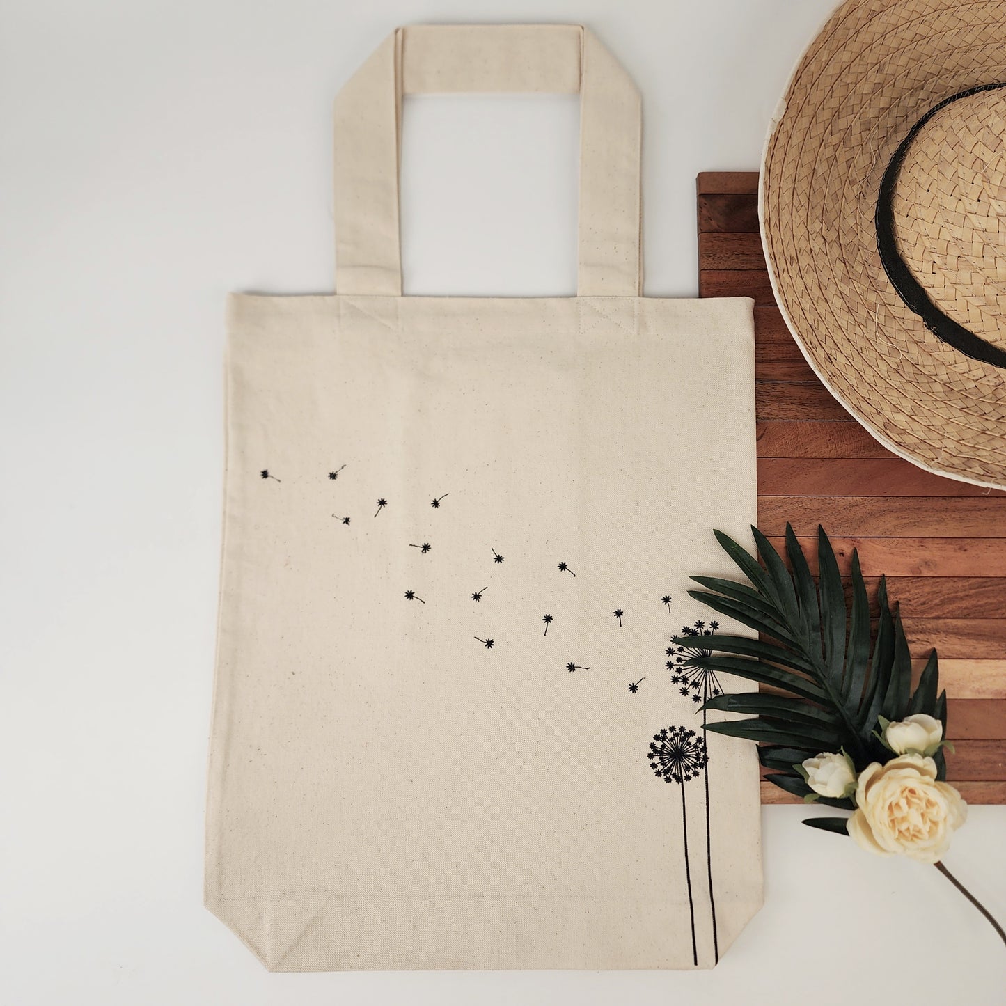 Floral Embroidered Tote Bag
