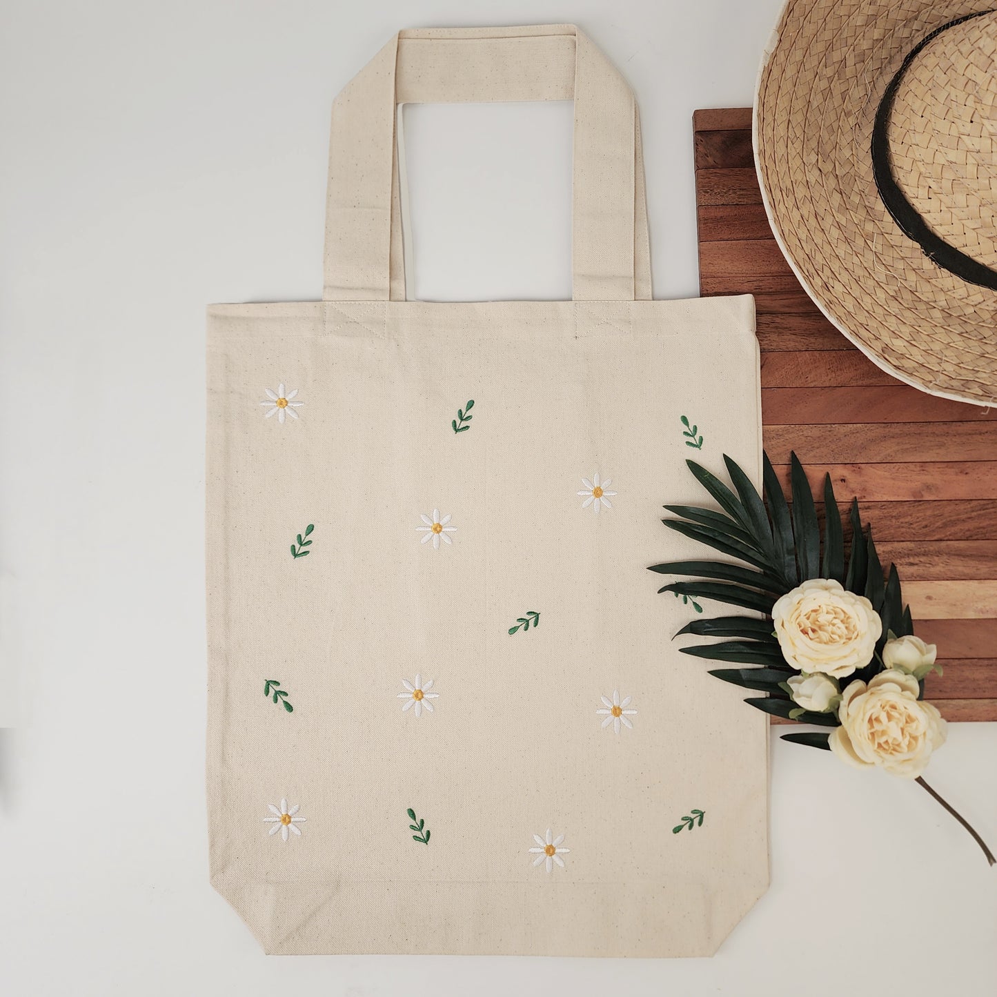 Floral Embroidered Tote Bag