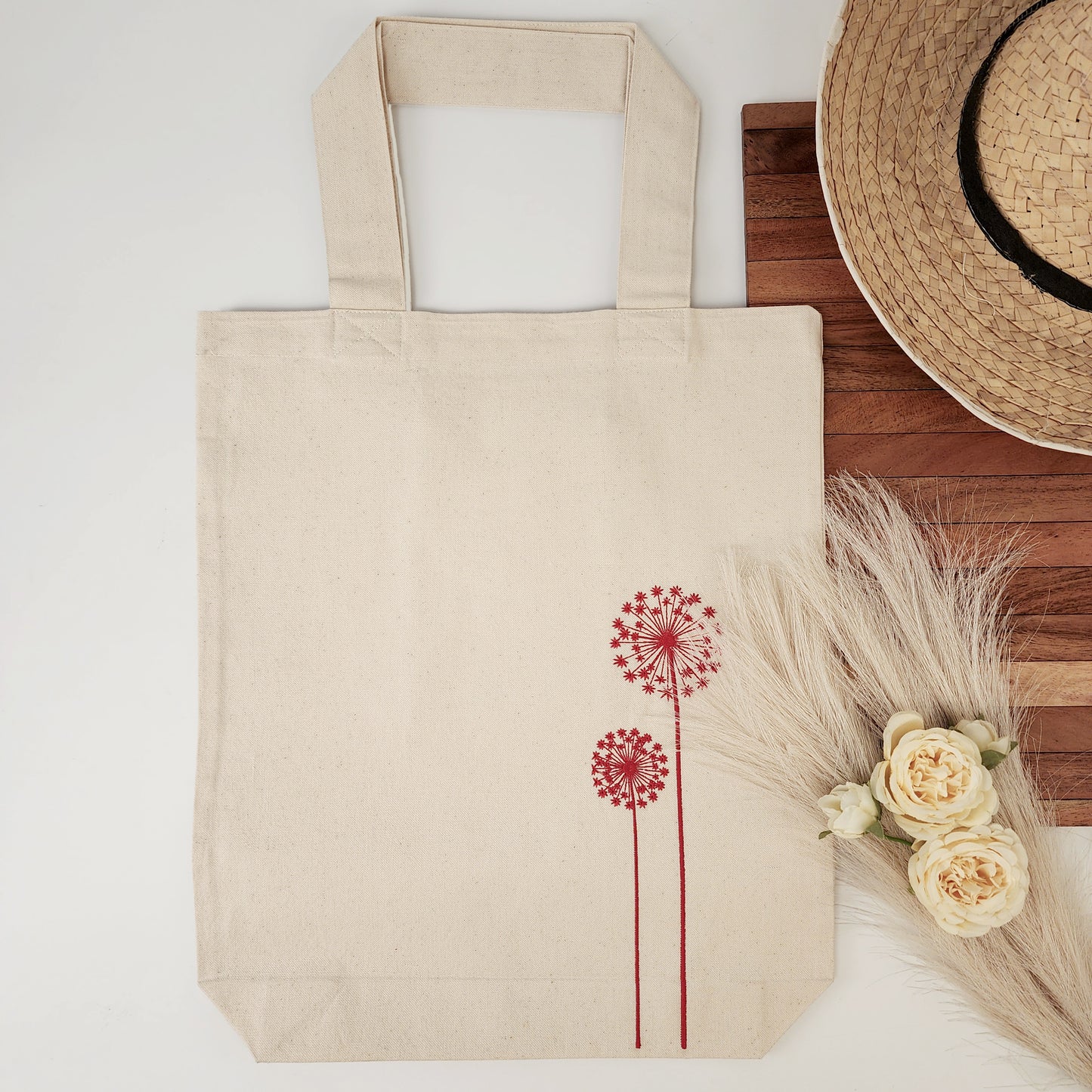 Floral Embroidered Tote Bag