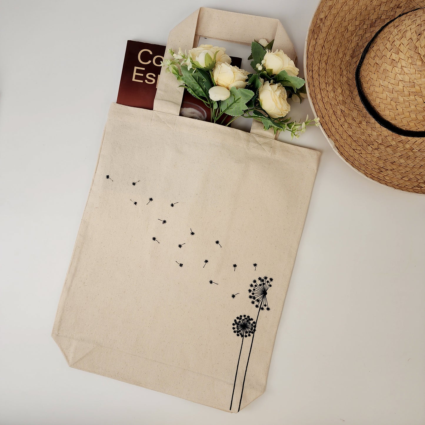 Floral Embroidered Tote Bag