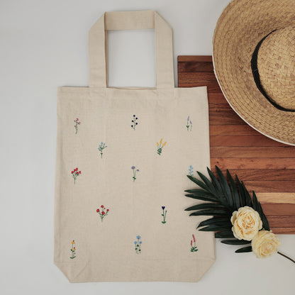 Floral Embroidered Tote Bag