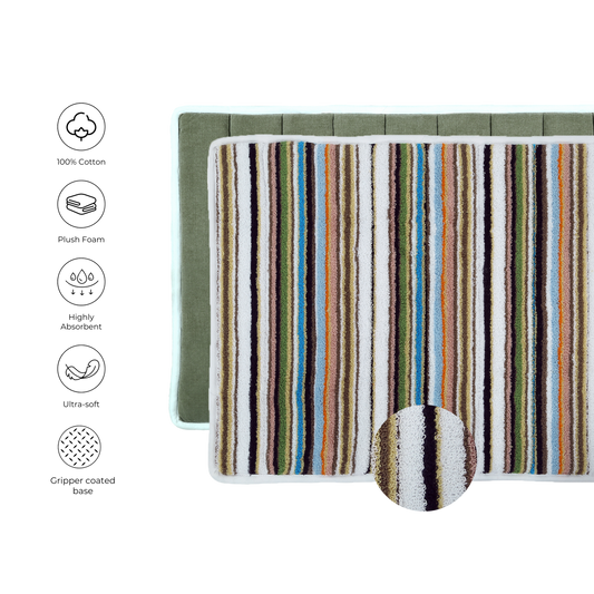 Olive Terry Stripe Bathmat